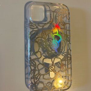 iPhone 14 silver floral case